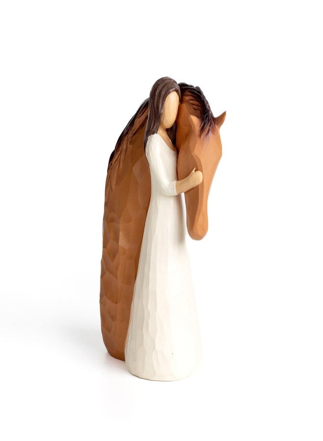 DANVON Sculpted Animal Friendship Figure,Resin Figure Cast Original Carving and Painted by Hand(Girl Embracing Horse) - Image 1
